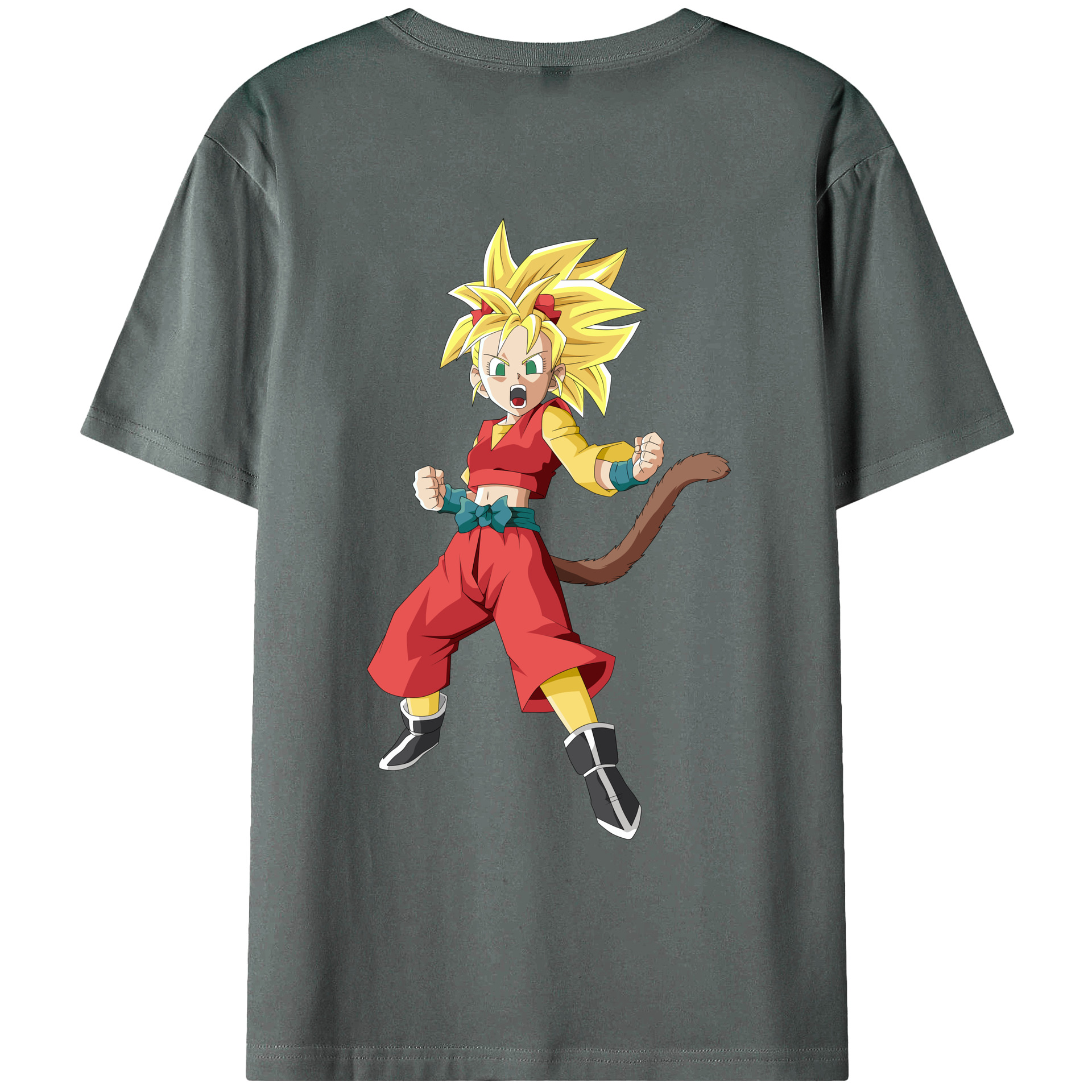 （画像用） ドラゴンボール カリフラ DRAGON BALL Caulifla 綿100％ メンズ半袖Tシャツ（バックプリント） 通気性